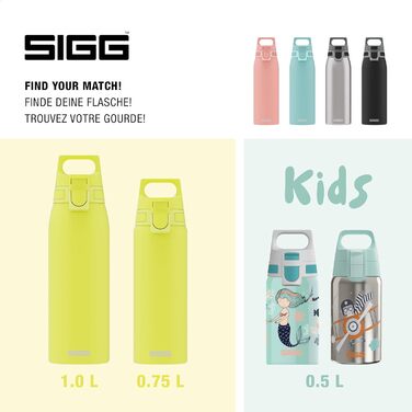 SIGG пляшка для води з нержавіючої сталі 1 л, Shield ONE, для газованих напоїв, ультра-лимон, герметична, легка, BPA-free