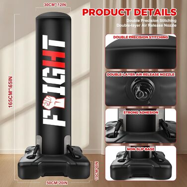 Боксерський мішок стоячий NZQXJXZ 175 см з помпою та рукавичками для боксу, комплект для кікбоксингу, MMA, Муай Тай, домашній спортзал