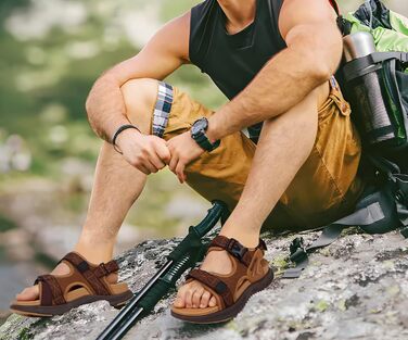 Чоловічі сандалії ONCAI Wandersandalen - сірі, для пляжу, трекінгу та водного спорту, з регульованими ремінцями (49 EU)