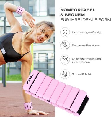 Ваги для зап'ястя PowrX для чоловіків: високоякісний силікон, нержавіюча сталь, зручні, легкі в очищенні, стійкі до поту та запаху, для фітнесу, тренувань, подорожей - Білий Рожевий