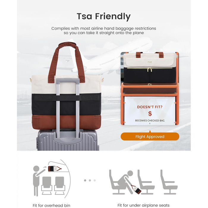 Сумка-мішок LOVEVOOK Weekender 45L для подорожей, спорт, клініки, пологового будинку. З відділенням для взуття та мокрих речей. Чорний+бежевий+коричневий.