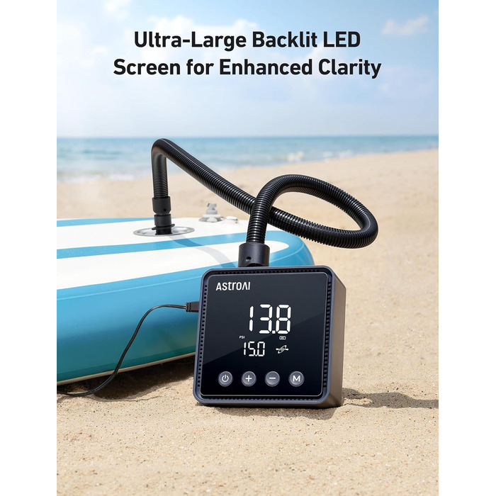 Електричний насос AstroAI для SUP-дошок, матраців та наметів (20PSI, 12V DC)