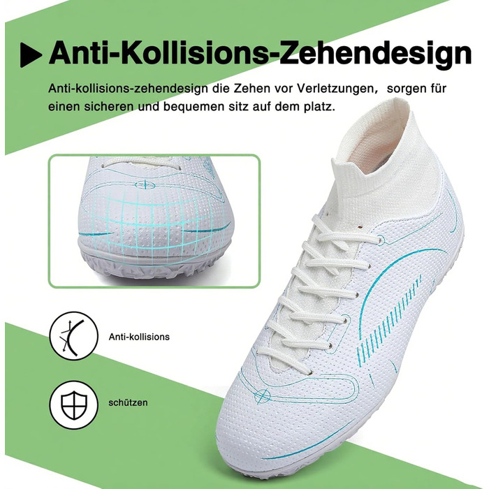 Футбольні черевики для чоловіків Madame Großer Junge, розмір 39 EU, білі, тип TF