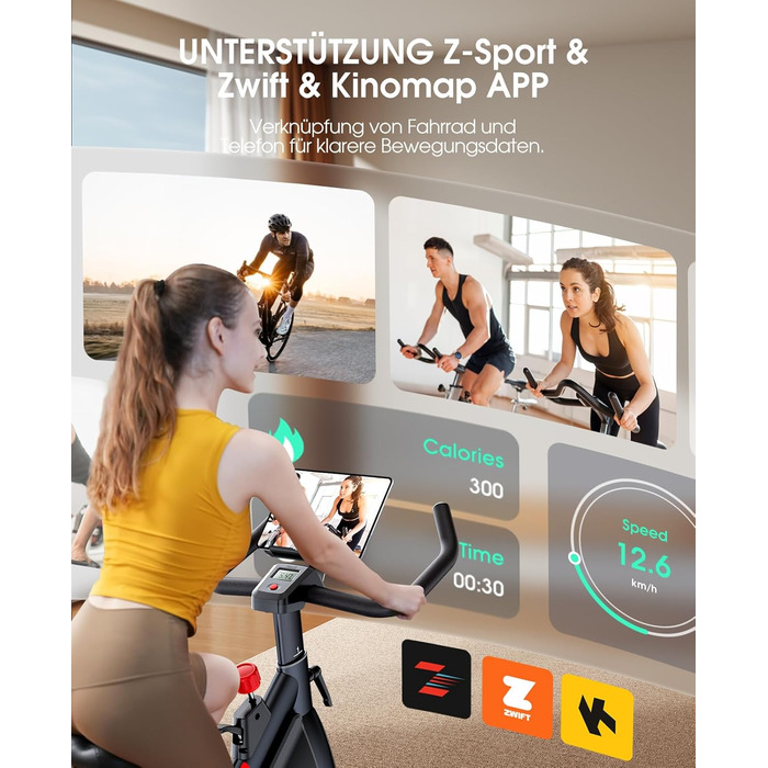 Велотренажер Heimtrainer з APP-трекінгом, магнітний опір, фітнес для дому, комфортне сидіння, безшумний ремінний привід, до 150 кг