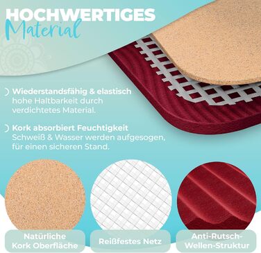 Йога мат KESSER: неслизький, складаний комплект для фітнесу, йоги та пілатесу (TPE) з сумкою та інструкцією, Бордовий