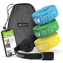 Спортивні гумові стрічки ZenOne Sports® для фітнесу (6 рівнів опору) + посібник з тренувань | Еспандери з тканини для силових вправ, розминки та реабілітації