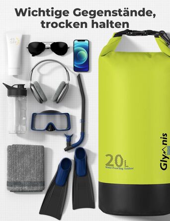 Водонепроникний мішок Glymnis 20L Dry Bag - мішок для активного відпочинку, плавання, кемпінгу (світло-зелений)