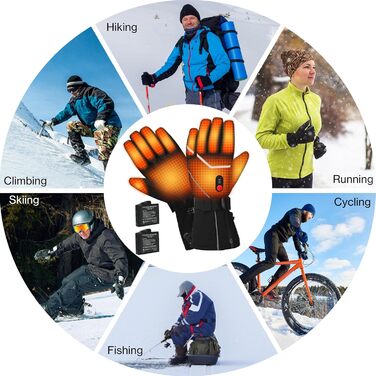 Обігріваючі рукавички з регулюванням температури, акумуляторні, 7.4V 3000 mAh для чоловіків та жінок, для кемпінгу, піших прогулянок, катання на лижах