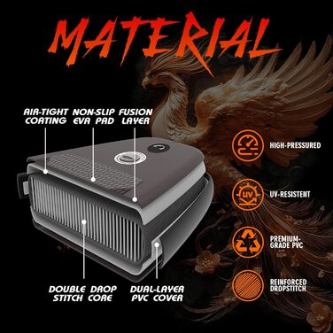 Надувний SUP-борд FEATH-R-LITE для дорослих: комплект з насосом, рюкзаком, лійкою та регульованим веслом (PHÖNIX-Grey)