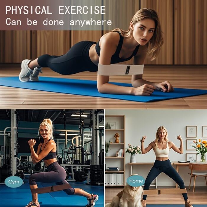 Стрічки опору для фітнесу: набір для тренувань сідниць та тіла. Стрічки для фітнесу з тканини для дому та залу. Колір: бежевий/хакі/коричневий