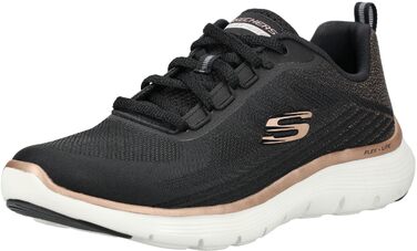 Жіночі кросівки Skechers Flex Appeal 5.0 — Спортивне взуття з дихаючої сітки, чорні з рожевою обробкою (розмір 39.5 EU)