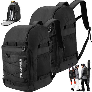 Рюкзак для лиж Zedelmaier 50L (2 шт.) - для лиж, шолома, рукавичок, черевиків до 45 розміру, водонепроникний, чорний