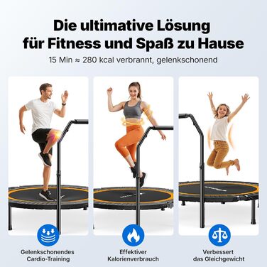 Міні-трамплін MERACH 122 см з ручкою - фітнес-трамплін, 150 кг, тихий, для дому