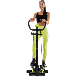 Степпер Hop-Sport HS-055S з поручнем, еспандерами та комп'ютером, регульована висота, чорний/салатовий
