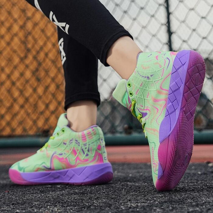 Чоловічі баскетбольні кросівки для студентів, антиковзаючі, зносостійкі, модні спортивні кросівки, великі розміри. Червоно-зелені (45 EU, Lvzi)