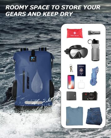 Водонепроникний рюкзак IDRYBAG 30L: для каякінгу, кану, кемпінгу та подорожей (синій)