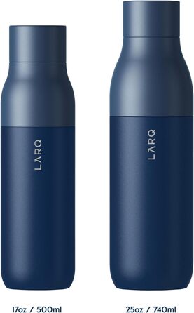 LARQ Bottle PureVis 500 мл – самочищувальна ізольована пляшка з нержавіючої сталі з UV-очищенням води, преміальний дизайн, для подорожей, багаторазова, синя