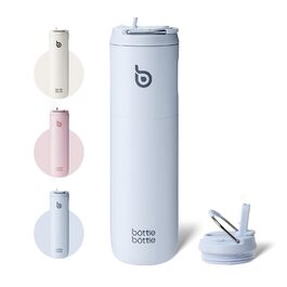 Водяна пляшка з нержавіючої сталі 750 мл з соломкою, кришкою та ручкою - ізольована, без BPA, з подвійними стінками. Ідеальна для спорту, подорожей та фітнесу (Блакитна)