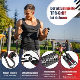 Набір еластичних стрічок для фітнесу з гумовими ручками, посібник, манжети для щиколоток, кріплення для дверей, сумка, 5 рівнів опору (150 lbs)