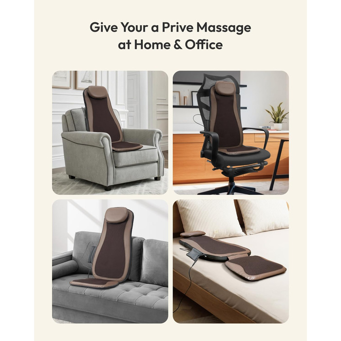 Масажний накид на сидіння з підігрівом та 3D масажем, Shiatsu масажер для спини, Romm V-WMB01