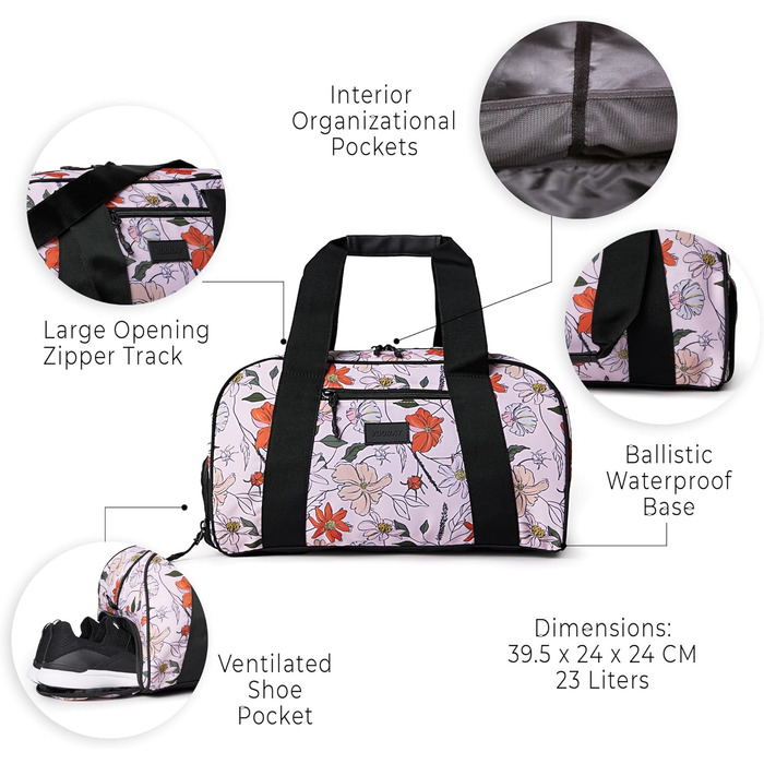 Спортивна сумка Vooray Burner 23 л з відділенням для взуття, 39 см, Flower Power