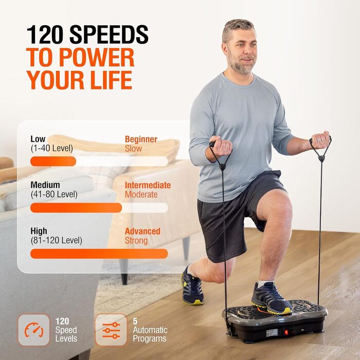Віброплатформа для схуднення та фітнесу Whole Body Workout: вібраційна машина з Bluetooth-динаміком, пультом та еспандерами для лімфодренажу та тонусу тіла
