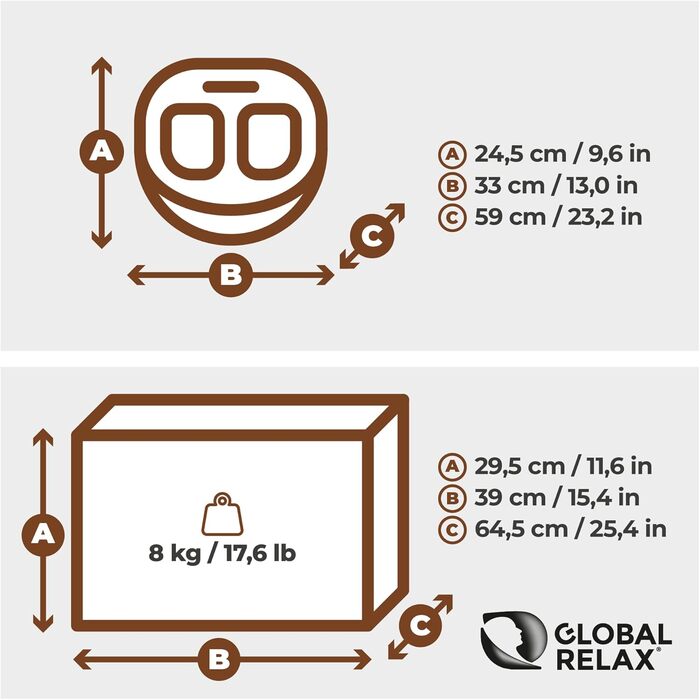 Електричний масажер для ніг GLOBAL RELAX VITALZEN SLIM з шиацу, розминанням і прогріванням – масажер для покращення кровообігу та зняття болю, інтуїтивна панель керування (Vitalzen Basic)