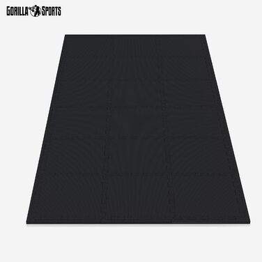 GORILLA SPORTS Захисний килимок для підлоги, набір 18 шт., 30x30 см, EVA, не ковзає, різні кольори – підлоговий фітнес-килимок, пазлова спортивна мат, підкладка під тренажери