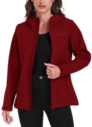 Чоловіча куртка Softshell ATLASLAVA Daen з капюшоном та флісовою підкладкою, водонепроникна куртка для походів та активного відпочинку, темно-червона, розмір 3XL