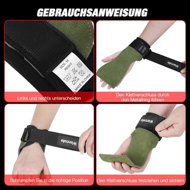 Ремені для підйому штанги Zughilfen для бодібілдингу, важкої атлетики та силових тренувань - професійний аксесуар для важких ваг (зелений, M)