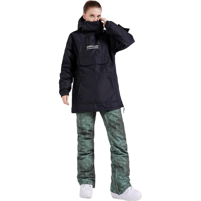 Жіночий гірськолижний костюм Bluemagic: тепла, водонепроникна та дихаюча куртка-софтшелл, зелений (L, чорний)