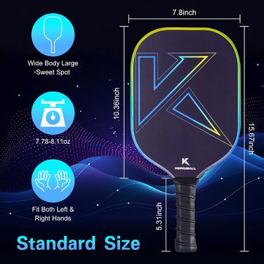 Набір для піклболу: ракетки та лопатки з фібергласовою поверхнею, для чоловіків та жінок