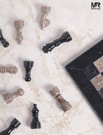 Шаховий набір з мармуру для дорослих, ручної роботи, 32 фігури, 2 додаткові королеви, коробка для зберігання, подарунок, декор (чорний & корал)