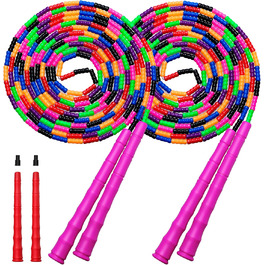 Kingcolor Довга скакалка Double Dutch 4,8 м, м’які намистини, регульована, для дітей і дорослих, на 5-6 осіб, 1 або 2 шт.