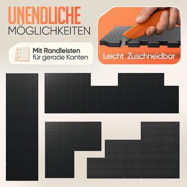Фітнес-килимок Puzzle Anthracite 1.67 м² (18 матів) + Антиковзкий килимок в подарунок | Килимок для спорту, гімнастики, тренувань
