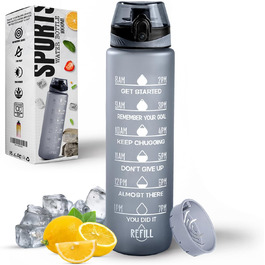 Фляга спортивна Roe Tenpo 1L, Tritan, без BPA, для спорту та відпочинку (сіра)