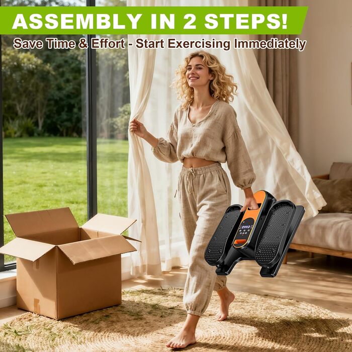 Електричний еліптичний тренажер для дому під стіл з пультом дистанційного керування, дисплеєм, 12 швидкостей, тихий та портативний степер для літніх людей, підлітків та дорослих.