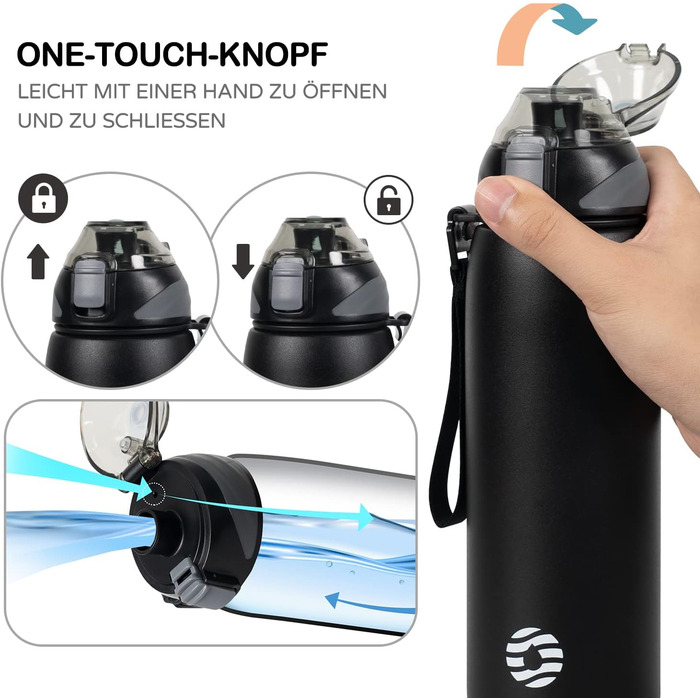 Дитяча термобутилка FJbottle з нержавіючої сталі 1 л, BPA-Free, герметична, для газованої води, спорт, школа, велосипед, чорна