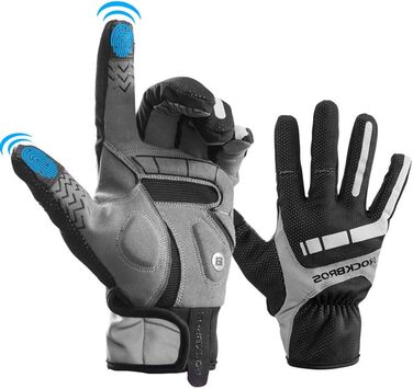 Велосипедні рукавички ROCKBROS для чоловіків та жінок, зимові рукавички з флісу, сенсорні та світловідбиваючі, для шосе, трекінгу, бігу та активного відпочинку