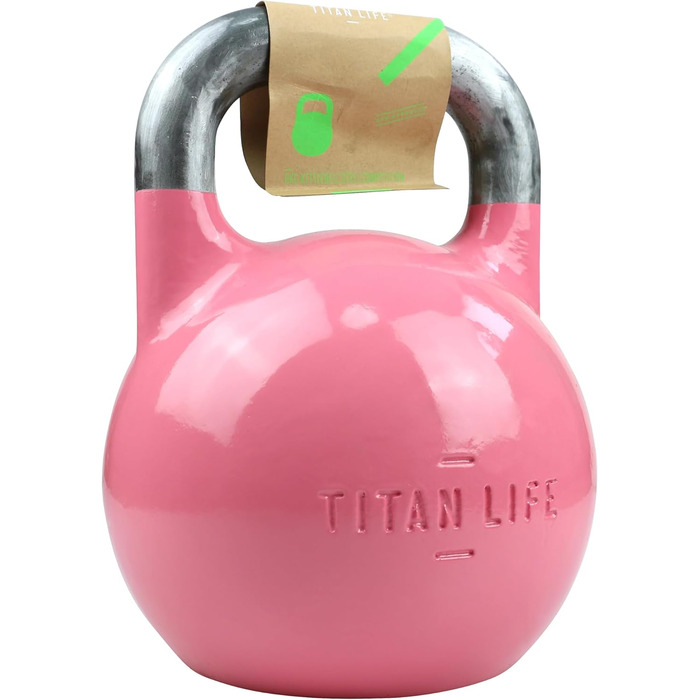 Професійна гиря TITAN LIFE PRO 8 кг, сталь, для змагань, рожева, велика основа