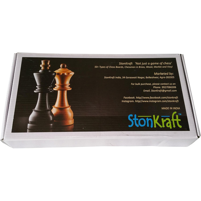Ручна робота. Преміум шахи StonKraft 18x18 см. Складна магнітна дерев'яна дошка з відсіком для зберігання