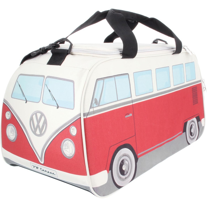 Сумка через плече BRISA VW у вигляді ретро-автобуса Volkswagen T1 Bulli, спортивна, червоно-бежева, 50x25x26 см