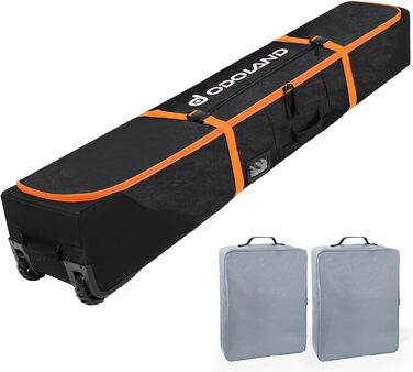 Чохол для лиж Odoland з роликами, водонепроникний, для подорожей літаком, 170 см, оранжевий