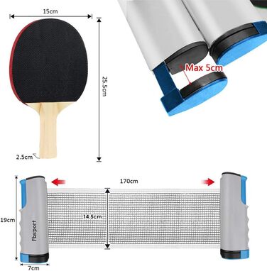 Набір для пінг-понгу FBSPORT: 2 ракетки, 6 м'ячів, сітка, сумка. Підходить для початківців та досвідчених гравців. Сірий колір