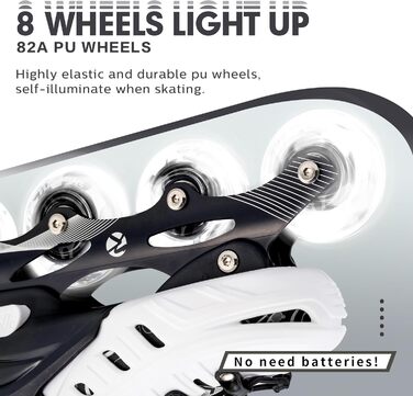 Дитячі ролики Kuxuan з підсвіткою, регульовані, для дівчаток та хлопчиків, розмір EU 31-35 (білі)