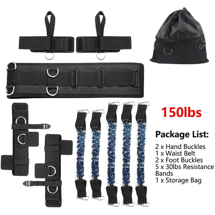 Стрічки опору для боксу Sfeexun: набір еспандерів для тренувань, бокс, фітнес, 3 рівні опору (150lbs, синій)