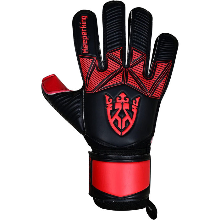 Воротарські рукавички Keeperking для дітей, підлітків та дорослих: без пальців, 4 мм, латекс, унісекс (4, чорно-червоний)