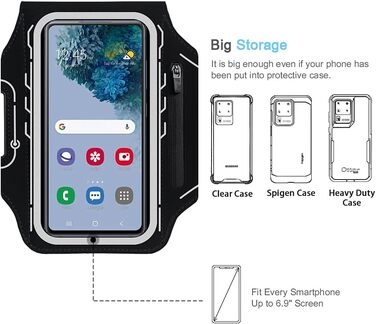 Спортивний браслет для Samsung Galaxy S25/S24/S23/S22 Ultra/Plus/FE, JEMACHE з кріпленням для навушників Buds Plus (Чорний)