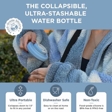 Складна пляшка для води HYDAWAY 750 мл Blue Ice, силіконова, харчова, з носиком, для подорожей