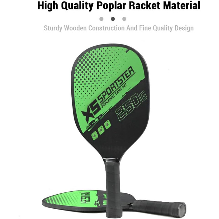 Набір для піклболу Lixada: 2 ракетки та 4 м'ячі (зелений)